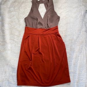 Brown & Rust Polyester Pocket Dress Size S